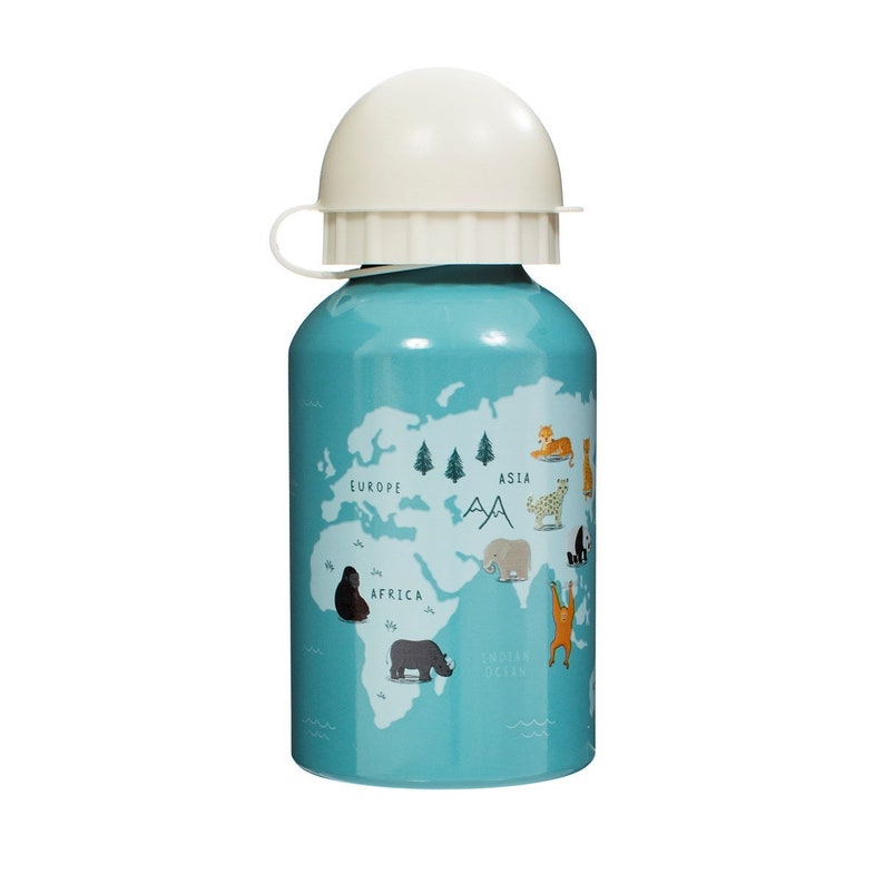 Reusable Kids Metal Water Bottle Animals Print
