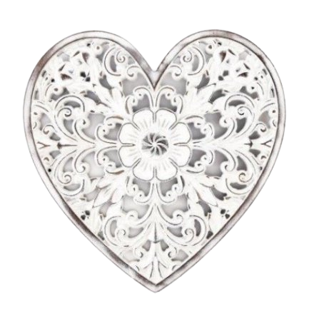 White Heart Wall Wooden Plaque