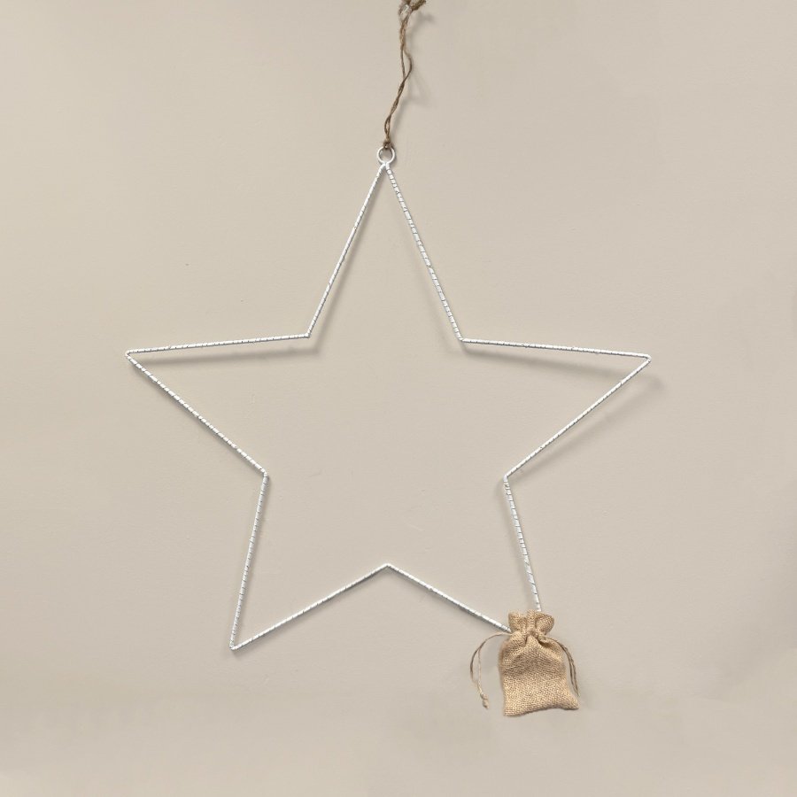 White Wire Led Star Light Large 73cm