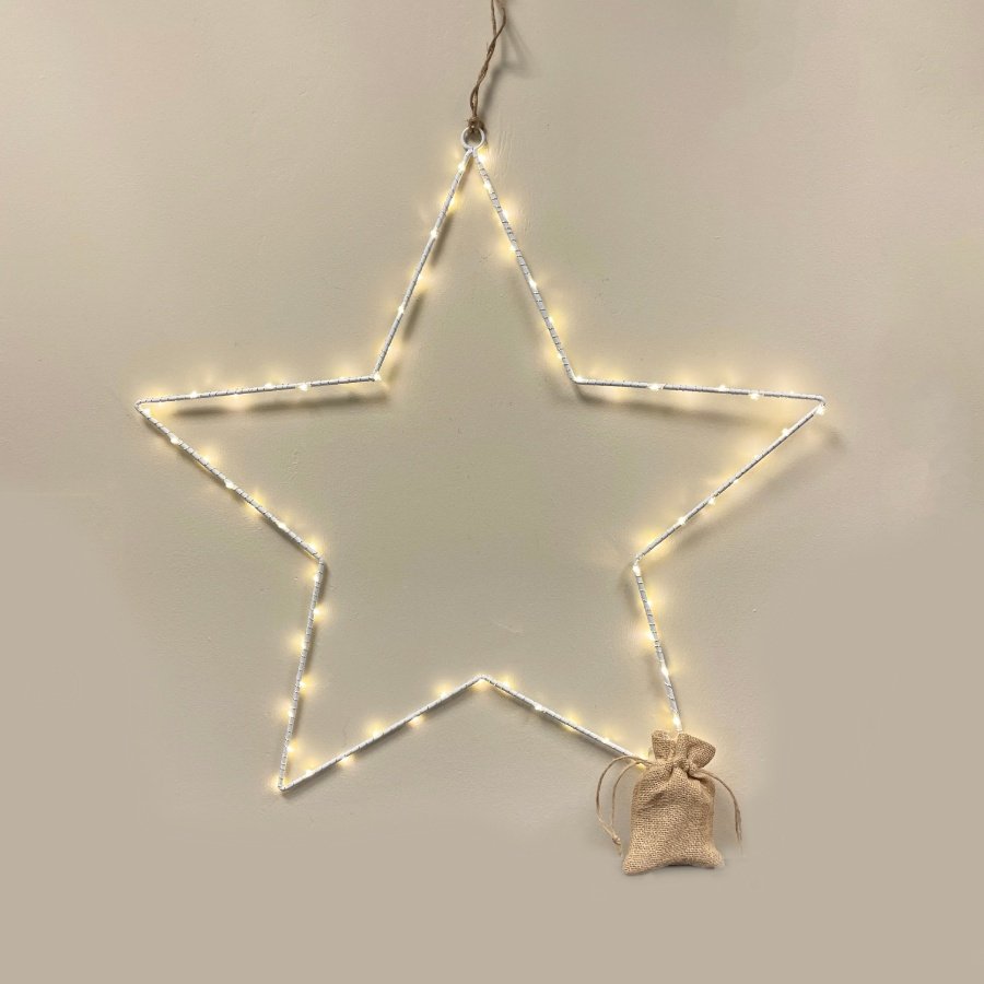 White Wire Led Star Light Large 73cm