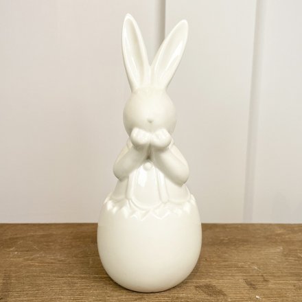White Ceramic Ornament Bunny