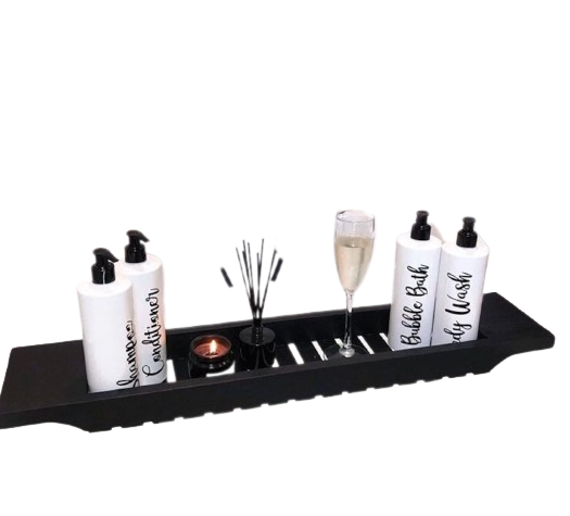 Black Slated Wooden Bath Rack Omnia